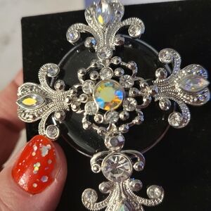 Elegant Silver Purse Holder with Crystal Accents Nwt